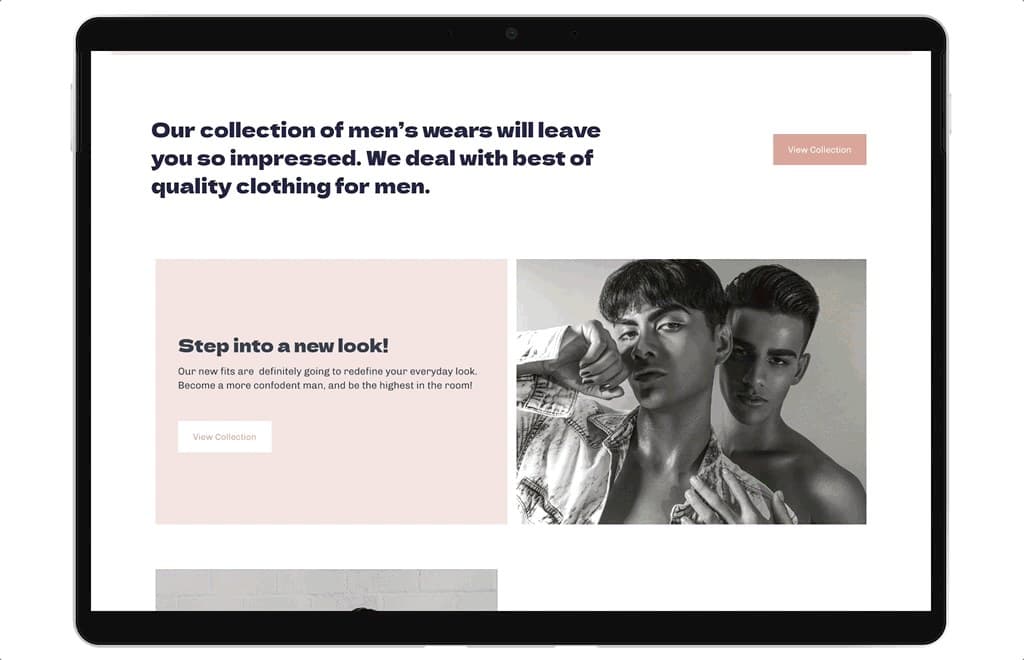 The Tienda men’s landing page: Our collection of men’s wears will leave you so impressed, with a Step into a new look feature
